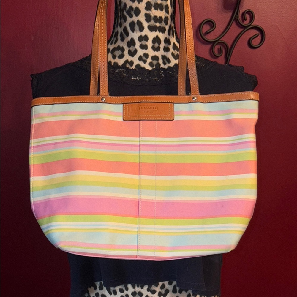 Coach Vibrant Pink and Yellow Tote